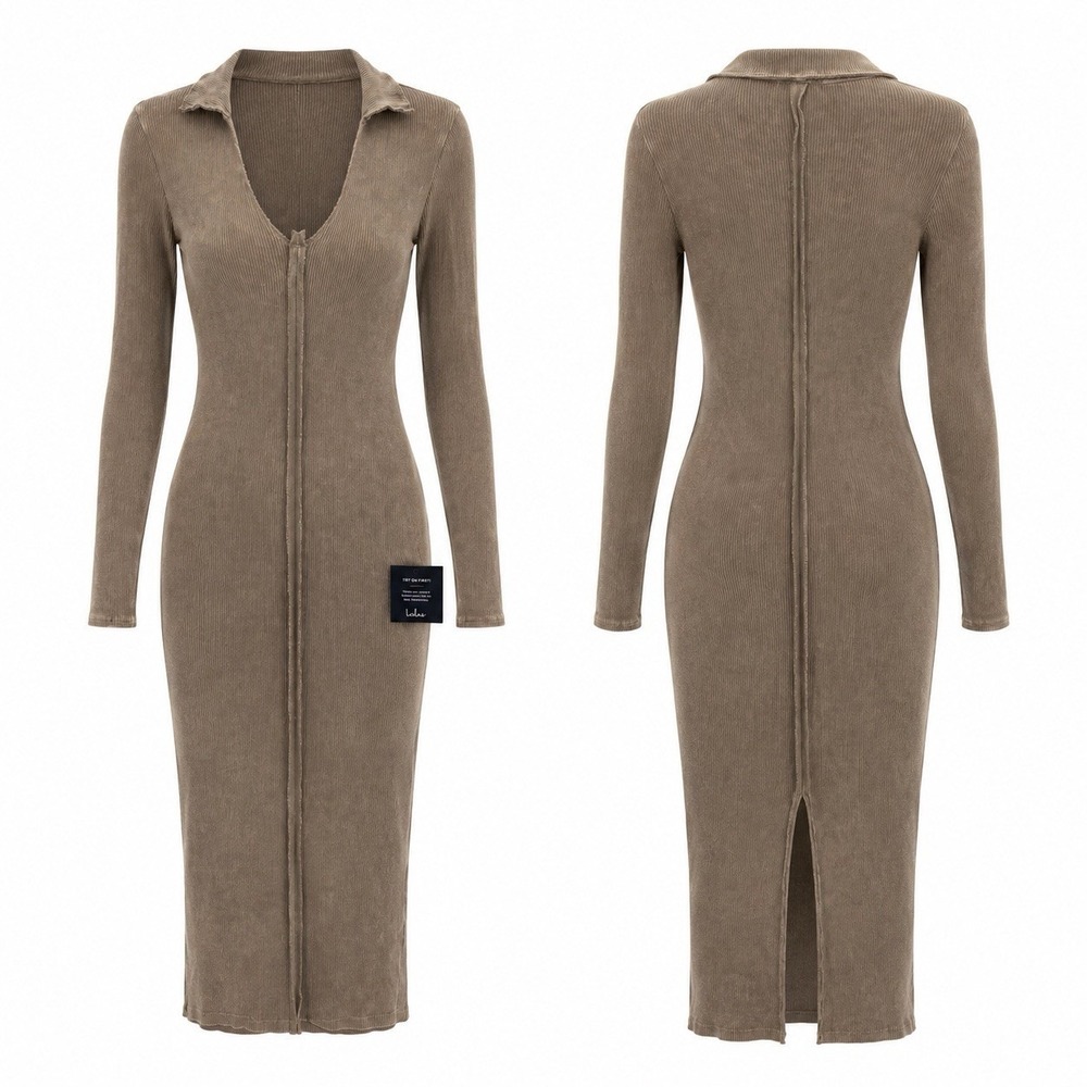 NWT Lulus Dress Large Bodycon Ribbed Midi‎ Sculpting Minimalist Night Out